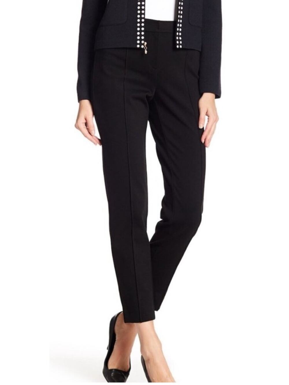 St John collection Emma Ponti Di Roma straight leg ponte Pants w/Seams black 12